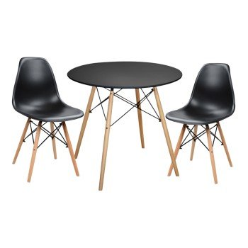 ΣΕΤ ΤΡΑΠΕΖΑΡΙΑΣ 3ΤΜΧ TWIST HM21373 ΣΤΡΟΓΓΥΛΟ ΤΡΑΠΕΖΙ Φ80 & 2 ΚΑΡΕΚΛΕΣ ΣΕ ΜΑΥΡΟ