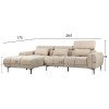 ΚΑΝΑΠΕΣ ΑΡΙΣΤΕΡΗ ΓΩΝΙΑ DIVYA HM3267.11L ΜΠΕΖ ΥΦΑΣΜΑ 260x100-174x104Υεκ.