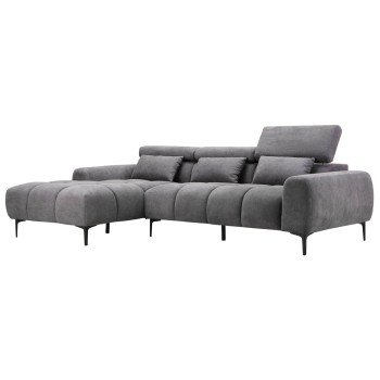ΚΑΝΑΠΕΣ ΑΡΙΣΤΕΡΗ ΓΩΝΙΑ DIVYA HM3267.12L ΓΚΡΙ ΥΦΑΣΜΑ 260x100-174x104Υεκ.