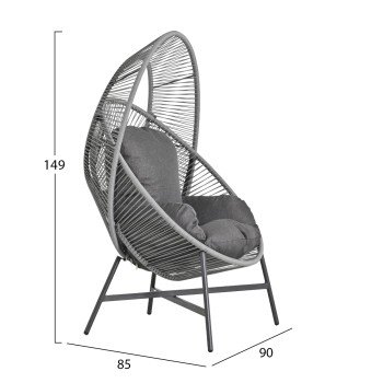 ΠΟΛΥΘΡΟΝΑ-ΦΩΛΙΑ RULER HM6506.01 ΓΚΡΙ ΜΕΤΑΛΛΟ-P.E.RATTAN-ΜΑΞΙΛΑΡΙΑ 90x85x154Υεκ