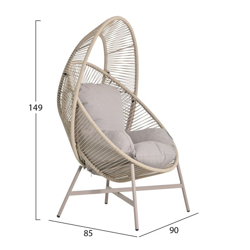 ΠΟΛΥΘΡΟΝΑ-ΦΩΛΙΑ RULER HM6506.02 ΜΟΚΑ ΜΕΤΑΛΛΟ-P.E.RATTAN--ΓΚΡΙ ΜΑΞΙΛΑΡΙΑ 90x85x154Υεκ