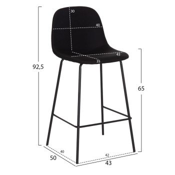 ΣΚΑΜΠΟ ΜΠΑΡ VINCENT HM9298.24 ΜΕΣΑΙΟΥ ΥΨΟΥΣ-ΜΑΥΡΟ ΥΦΑΣΜΑ-ΜΕΤΑΛΛΙΚΑ ΠΟΔΙΑ 43x50x92,5Υεκ