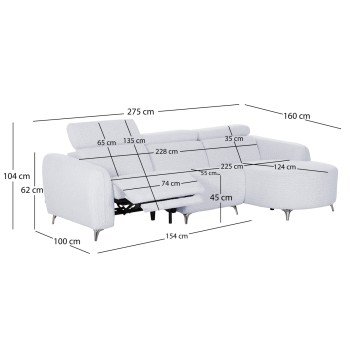 ΚΑΝΑΠΕΣ ΔΕΞΙΑ ΓΩΝΙΑ 3Θ ΜΕ RECLINE VALENTE HM3317.01R ΑΝΟΙΧΤΟ ΓΚΡΙ ΥΦΑΣΜΑ 275x160x104Yεκ