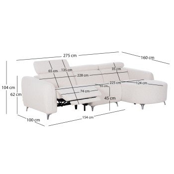 ΚΑΝΑΠΕΣ ΔΕΞΙΑ ΓΩΝΙΑ 3Θ ΜΕ RECLINE VALENTE HM3317.02R ΜΠΕΖ ΥΦΑΣΜΑ 275x160x104Yεκ