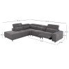 ΚΑΝΑΠΕΣ ΑΡΙΣΤΕΡΗ ΓΩΝΙΑ 5Θ ΜΕ RECLINE LUNARIS HM3316.01L ΓΚΡΙ ΥΦΑΣΜΑ 307x267x94Yεκ