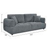 ΚΑΝΑΠΕΣ 3-ΘΕΣΙΟΣ STRUCTO HM3329.01 ΓΚΡΙ ΥΦΑΣΜΑ 227x94x88Υεκ.