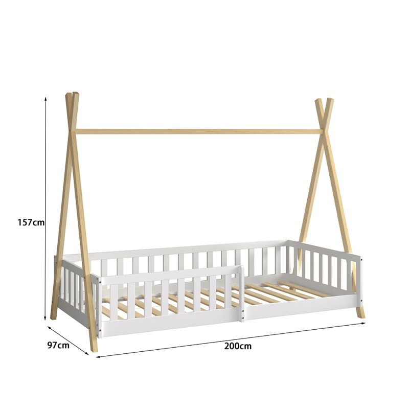 ΚΡΕΒΑΤΙ ΠΑΙΔΙΚΟ ΜΕ ΚΑΓΚΕΛΑ MUNK HM739.03 τ.MONTESSORI ΠΕΥΚΟ ΦΥΣΙΚΟ-ΛΕΥΚΟ--190x90εκ