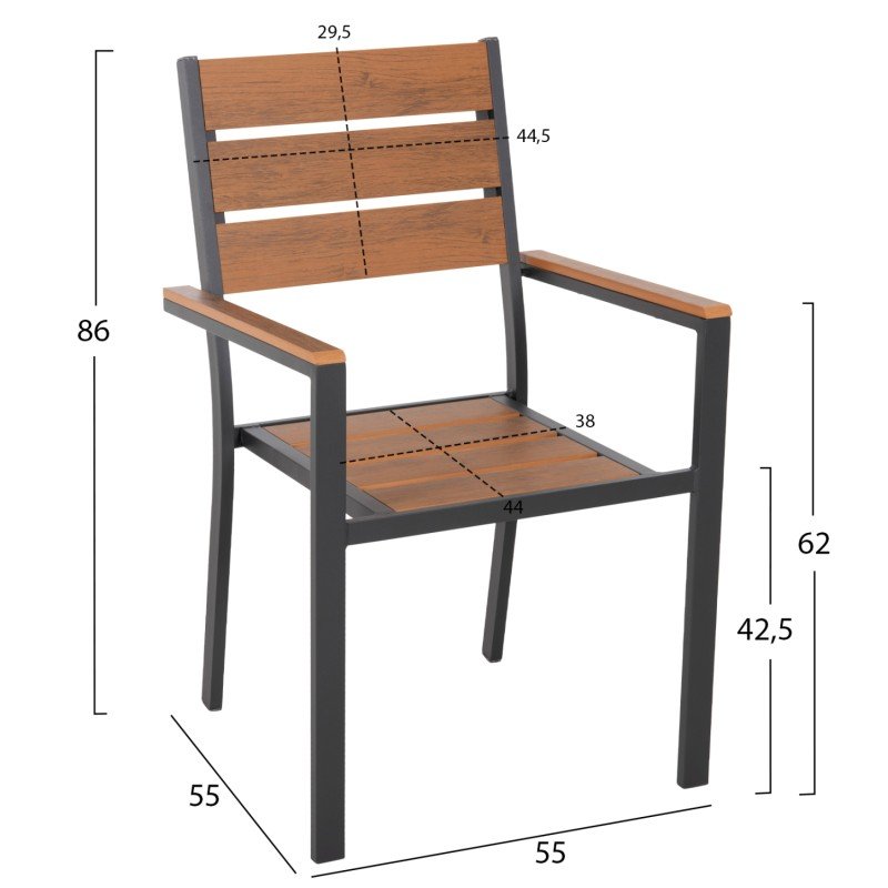 ΣΕΤ ΤΡΑΠΕΖΑΡΙΑΣ 7ΤΜΧ SAGA HM10814 ΑΛΟΥΜΙΝΙΟ ΣΕ ΓΚΡΙ--POLYWOOD