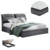 ΚΡΕΒΑΤΙ ΔΙΠΛΟ & ΣΤΡΩΜΑ KENDRA HM10720.01 ΓΚΡΙ ΒΕΛΟΥΔΟ ΜΕ ΑΠΟΘ.ΧΩΡΟ--ΓΙΑ 160x200εκ