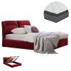 ΚΡΕΒΑΤΙ ΔΙΠΛΟ & ΣΤΡΩΜΑ KENDRA HM10720.06 ΚΟΚΚΙΝΟ ΒΟΥΡΓΟΥΝΔΙΑΣ ΒΕΛΟΥΔΟ--ΑΠΟΘ.ΧΩΡΟΣ--160x200εκ