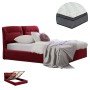 ΚΡΕΒΑΤΙ ΔΙΠΛΟ & ΣΤΡΩΜΑ KENDRA HM10720.06 ΚΟΚΚΙΝΟ ΒΟΥΡΓΟΥΝΔΙΑΣ ΒΕΛΟΥΔΟ--ΑΠΟΘ.ΧΩΡΟΣ--160x200εκ