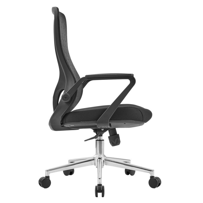 ΚΑΡΕΚΛΑ ΓΡΑΦΕΙΟΥ DECIFER HM1212.01 ΜΑΥΡO MESH-ΒΑΣΗ ΧΡΩΜΙΟΥ 61x60x110Υεκ.