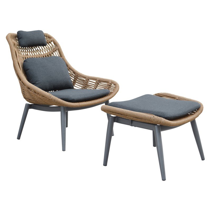 ΠΟΛΥΘΡΟΝΑ LOUNGE ΜΕ ΥΠΟΠΟΔΙΟ REMVAZZO HM6561.01 ΑΛΟΥΜΙΝΙΟ ΓΚΡΙ--WICKER 90x85x96Υεκ