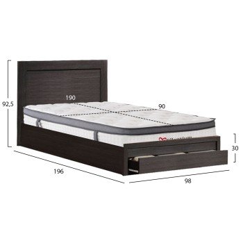 ΚΡΕΒΑΤΙ ΜΟΝΟ ΜΕ ΣΥΡΤΑΡΙ & ΣΤΡΩΜΑ MELANY HM10745.01 ΜΕΛΑΜΙΝΗ ZEBRANO--ΓΙΑ 90x190εκ