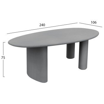 ΤΡΑΠΕΖΙ ΤΡΑΠΕΖΑΡΙΑΣ FIBER CEMENT ΟΒΑΛ VOLPE HM6599.01 ΓΚΡΙ 240x106x75Υεκ