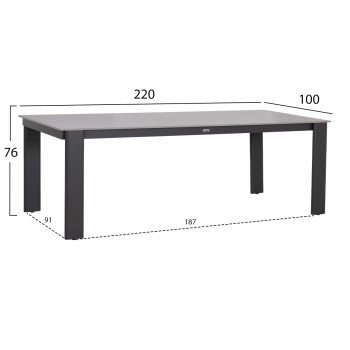 ΤΡΑΠΕΖΙ ΤΡΑΠΕΖΑΡΙΑΣ PUNDER HM6483.01 ΓΚΡΙ ΑΛΟΥΜΙΝΙΟ--SINTERED STONE TOP 220x100x76Υεκ