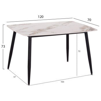 ΤΡΑΠΕΖΙ RAVEN HM9854.04 ΚΕΡΑΜΙΚΟ TOP ΜΕ ΟΨΗ ΜΑΡΜΑΡΟΥ τ.CALACATTA 120x70x73Υεκ.