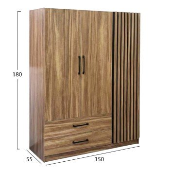 ΝΤΟΥΛΑΠΑ 3ΦΥΛΛΗ ΜΕ 2 ΣΥΡΤΑΡΙΑ HARRY HM18390.01 ΜΕΛΑΜΙΝΗ ΦΥΣΙΚΟ & ΜΑΥΡΟ 150x55x180Υεκ
