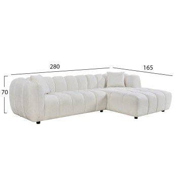 ΚΑΝΑΠΕΣ ΓΩΝΙΑ (ΔΕΞΙΑ) LYKKE HM3326.02R ΕΚΡΟΥ ΥΦΑΣΜΑ 280x89-165(η γωνία)x70Υεκ