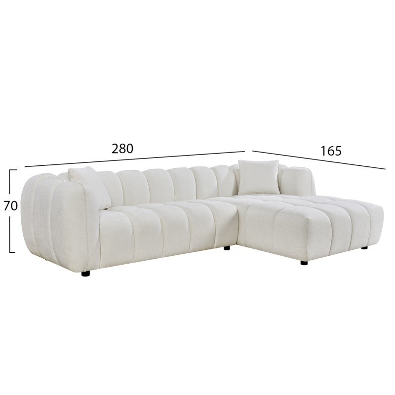 ΚΑΝΑΠΕΣ ΓΩΝΙΑ (ΔΕΞΙΑ) LYKKE HM3326.02R ΕΚΡΟΥ ΥΦΑΣΜΑ 280x89-165(η γωνία)x70Υεκ