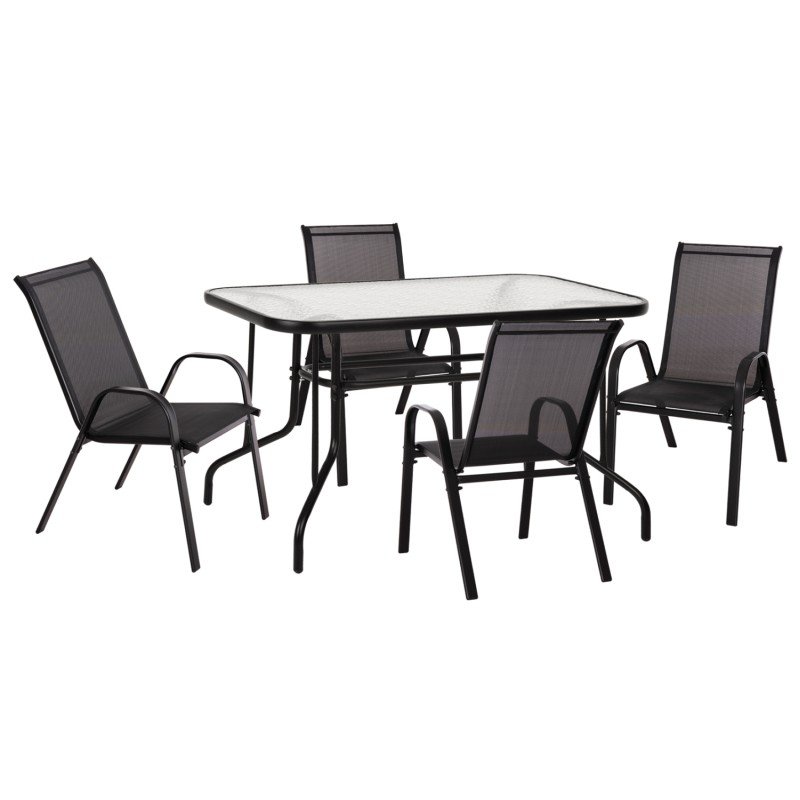 ΣΕΤ ΤΡΑΠΕΖΑΡΙΑΣ 5ΤΜΧ ADAM HM10896.03 ΤΡΑΠΕΖΙ 120x70εκ & 4 ΠΟΛΥΘΡΟΝΕΣ--ΜΑΥΡΟ