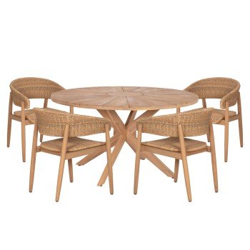 ΣΕΤ ΤΡΑΠΕΖΑΡΙΑΣ ΕΞ.ΧΩΡΟΥ 5ΤΜΧ CORTEN HM10909 ΞΥΛΟ ΑΚΑΚΙΑΣ & ΣΧΟΙΝΙ--ΦΥΣΙΚΟ