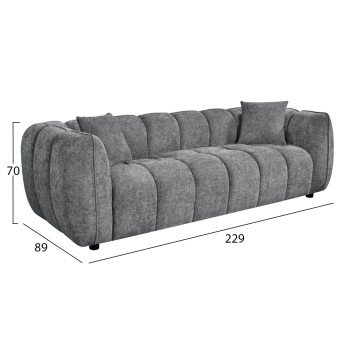 ΚΑΝΑΠΕΣ 3-ΘΕΣΙΟΣ LYKKE HM3323.01 ΓΚΡΙ ΥΦΑΣΜΑ 229x89x70Υεκ