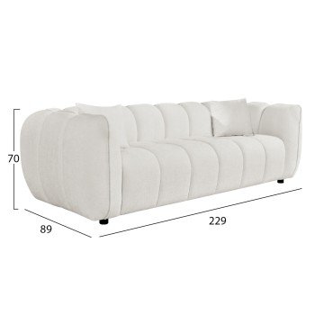 ΚΑΝΑΠΕΣ 3-ΘΕΣΙΟΣ LYKKE HM3323.02 ΕΚΡΟΥ ΥΦΑΣΜΑ 229x89x70Υεκ