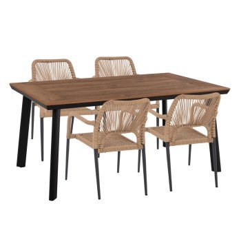 ΣΕΤ ΤΡΑΠΕΖΑΡΙΑΣ 5ΤΜΧ TABER HM10824.02 ΑΛΟΥΜ. ΣΚΟΥΡΟ ΓΚΡΙ--POLYWOOD--P.E.ΣΧΟΙΝΙ ΜΠΕΖ