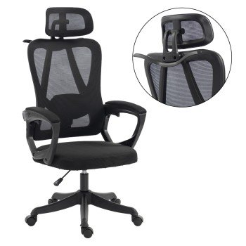 ΚΑΡΕΚΛΑ ΓΡΑΦΕΙΟΥ FRANTIC HM1224.01 ΜΑΥΡO MESH & ΠΟΛΥΠΡΟΠΥΛΕΝΙΟ 60x66x130Υεκ