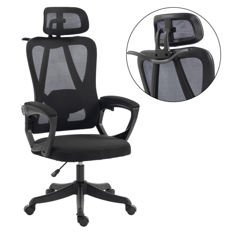 ΚΑΡΕΚΛΑ ΓΡΑΦΕΙΟΥ FRANTIC HM1224.01 ΜΑΥΡO MESH & ΠΟΛΥΠΡΟΠΥΛΕΝΙΟ 60x66x130Υεκ