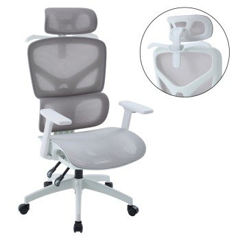 ΚΑΡΕΚΛΑ ΓΡΑΦΕΙΟΥ APEX HM1227.02 ΛΕΥΚΟ PP--ΑΝΟΙΧΤΟ ΓΚΡΙ MESH 70x66x113-130Υεκ