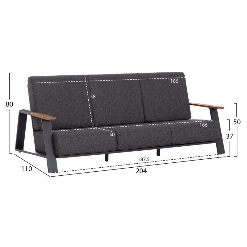 ΣΕΤ ΣΑΛΟΝΙ 4ΤΜΧ LAITH HM6551.01 ΑΛΟΥΜΙΝΙΟ & ΜΑΞΙΛΑΡΙΑ ΓΚΡΙ