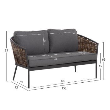 ΣΕΤ ΣΑΛΟΝΙ 4ΤΜΧ CASSIAN HM6552.01 ΑΛΟΥΜΙΝΙΟ & ΜΑΞΙΛΑΡΙΑ ΓΚΡΙ-ΜΠΕΖ P.E.RATTAN