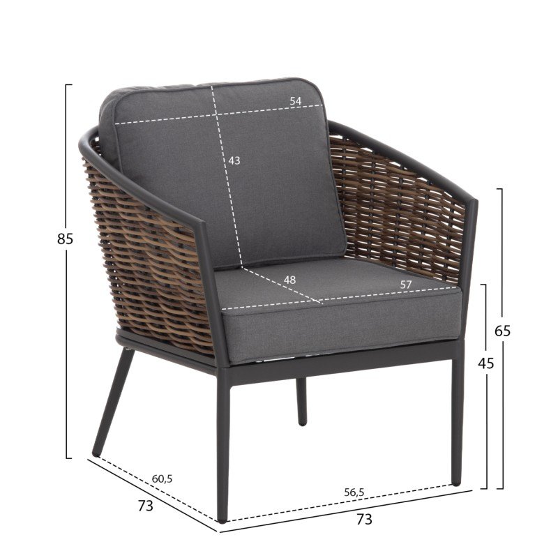 ΣΕΤ ΣΑΛΟΝΙ 4ΤΜΧ CASSIAN HM6552.01 ΑΛΟΥΜΙΝΙΟ & ΜΑΞΙΛΑΡΙΑ ΓΚΡΙ-ΜΠΕΖ P.E.RATTAN