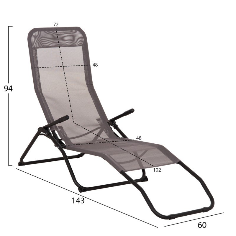 ΞΑΠΛΩΣΤΡΑ ΚΟΥΝΙΣΤΗ SWINGSAND HM6553.01 ΓΚΡΙ TEXTILENE--ΜΑΥΡΟ ΜΕΤΑΛΛΟ 143x60x94Υεκ
