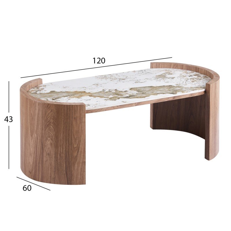 ΤΡΑΠΕΖΙ  ΣΑΛΟΝΙΟΥ MARBLEX HM18445 ΚΕΡΑΜΙΚΟ TOP PANDORA--MDF ΠΟΔΙΑ 120x60x43.5Υεκ