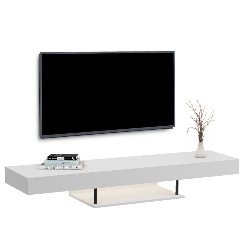ΕΠΙΠΛΟ ΤΗΛΕΟΡΑΣΗΣ ΤΟΙΧΟΥ ME LED SAVOR HM18381.02 ΜΕΛΑΜΙΝΗ ΛΕΥΚΗ 150x29,5x22Υεκ