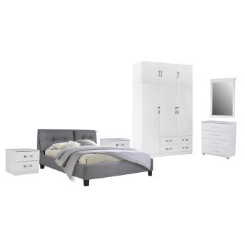 ΣΕΤ ΚΡΕΒΑΤΟΚΑΜΑΡΑΣ 6ΤΜΧ CARLY HM10884.05 ΜΕΛΑΜΙΝΗ ΛΕΥΚΗ-ΥΦΑΣΜΑ ΓΚΡΙ