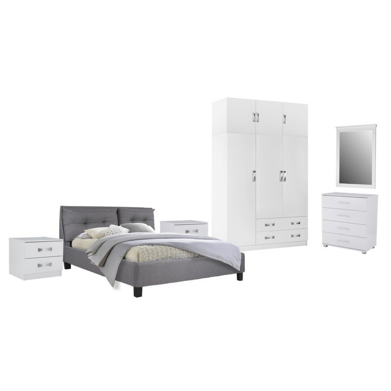 ΣΕΤ ΚΡΕΒΑΤΟΚΑΜΑΡΑΣ 6ΤΜΧ CARLY HM10884.05 ΜΕΛΑΜΙΝΗ ΛΕΥΚΗ-ΥΦΑΣΜΑ ΓΚΡΙ