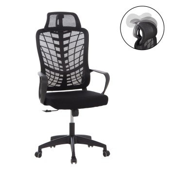 ΚΑΡΕΚΛΑ ΓΡΑΦΕΙΟΥ ELVAR HM1219.01 ΜΑΥΡO MESH--ΒΑΣΗ ΠΟΛΥΠΡΟΠΥΛΕΝΙΟΥ 63x56x125Υεκ