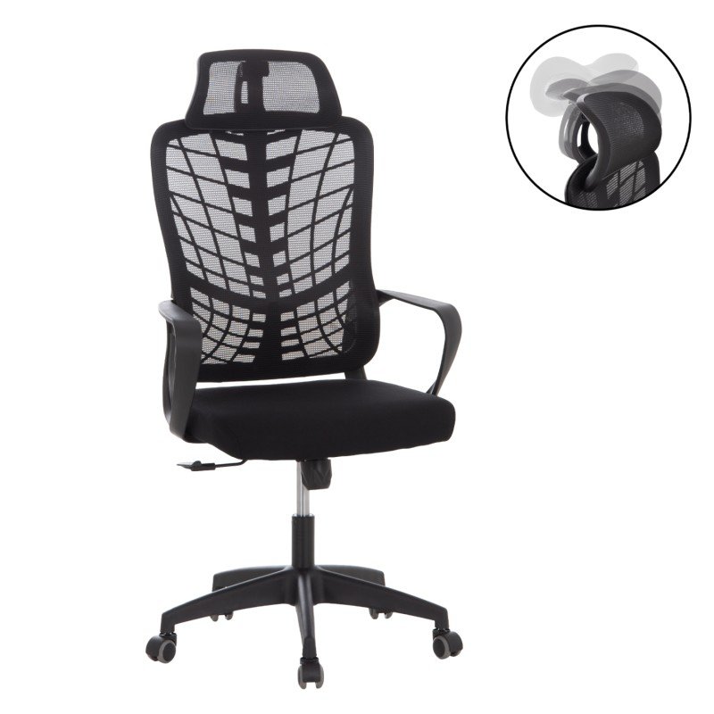 ΚΑΡΕΚΛΑ ΓΡΑΦΕΙΟΥ ELVAR HM1219.01 ΜΑΥΡO MESH--ΒΑΣΗ ΠΟΛΥΠΡΟΠΥΛΕΝΙΟΥ 63x56x125Υεκ