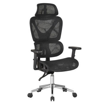 ΚΑΡΕΚΛΑ ΓΡΑΦΕΙΟΥ NOVAR HM1217.01 ΜΑΥΡO MESH--ΒΑΣΗ ΧΡΩΜΙΟΥ 51x49x129Υεκ