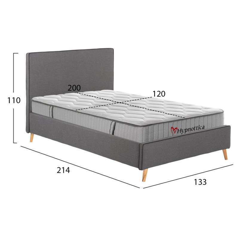 ΚΡΕΒΑΤΙ ΗΜΙΔΙΠΛΟ ΜΕ ΣΤΡΩΜΑ MAYLIN HM10758.10 ΓΚΡΙ ΥΦΑΣΜΑ--ΣΤΡΩΜΑ 120Χ200εκ
