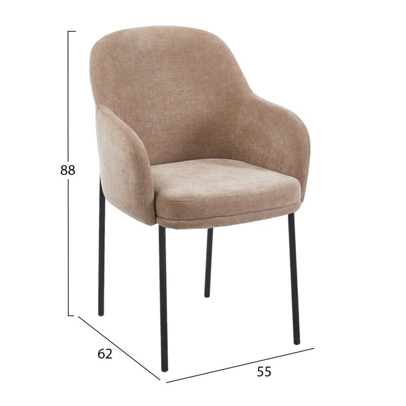 ΠΟΛΥΘΡΟΝΑ ΤΡΑΠΕΖΑΡΙΑΣ MANIDO HM18429.03 TAUPE ΥΦΑΣΜΑ-ΜΕΤΑΛ.ΜΑΥΡΑ ΠΟΔΙΑ 54x61x87Υεκ