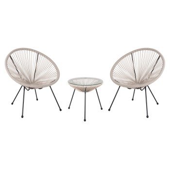ΣΕΤ ΕΞΩΤΕΡΙΚΟΥ ΧΩΡΟΥ 3ΤΜΧ ACAPULCO HM11861.03 P.E.RATTAN ΕΚΡΟΥ-ΜΕΤΑΛΛΟ ΣΕ ΜΑΥΡΟ