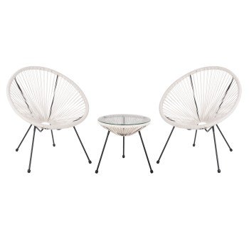ΣΕΤ ΕΞΩΤΕΡΙΚΟΥ ΧΩΡΟΥ 3ΤΜΧ ACAPULCO HM11861.12 P.E.RATTAN ΛΕΥΚΟ-ΜΕΤΑΛΛΟ ΣΕ ΜΑΥΡΟ
