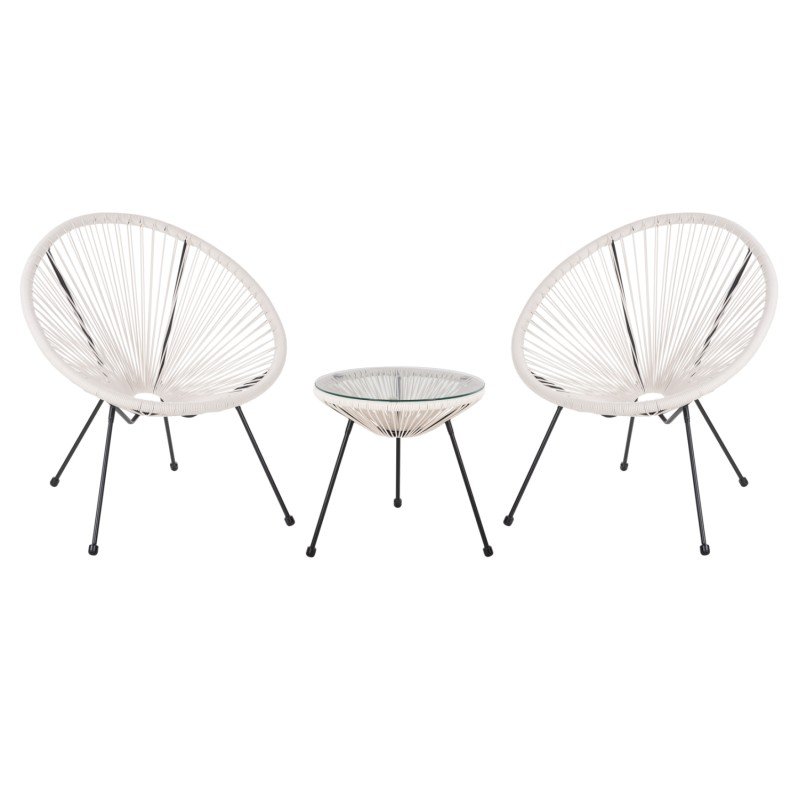 ΣΕΤ ΕΞΩΤΕΡΙΚΟΥ ΧΩΡΟΥ 3ΤΜΧ ACAPULCO HM11861.12 P.E.RATTAN ΛΕΥΚΟ-ΜΕΤΑΛΛΟ ΣΕ ΜΑΥΡΟ