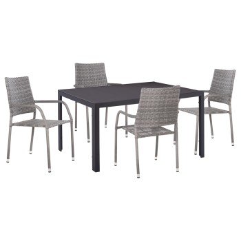 ΣΕΤ ΤΡΑΠΕΖΑΡΙΑΣ ΕΞ.ΧΩΡΟΥ 5ΤΜΧ MORNER HM21008 ΜΕΤΑΛΛΟ & WICKER ΣΕ ΓΚΡΙ
