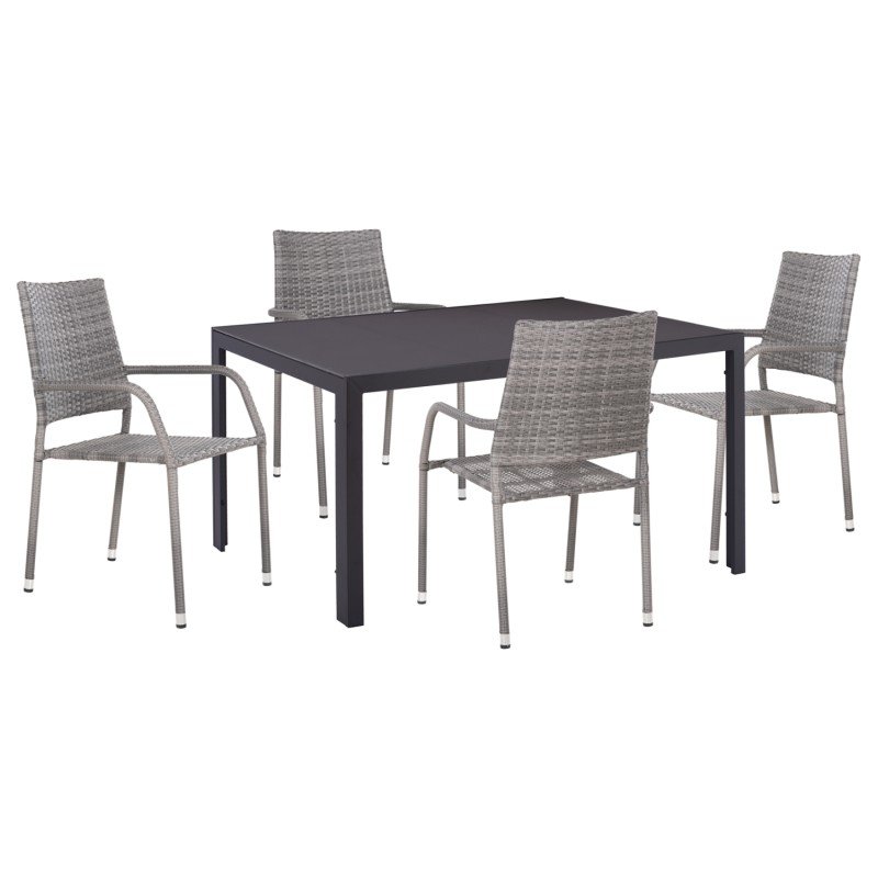 ΣΕΤ ΤΡΑΠΕΖΑΡΙΑΣ ΕΞ.ΧΩΡΟΥ 5ΤΜΧ MORNER HM21008 ΜΕΤΑΛΛΟ & WICKER ΣΕ ΓΚΡΙ